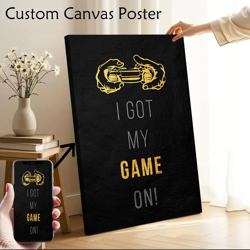 Game On! Gamer Canvas Poster Customizable Pictures Wall Art Canvas Painting for Walls Decoration Living Room Home Decorations
