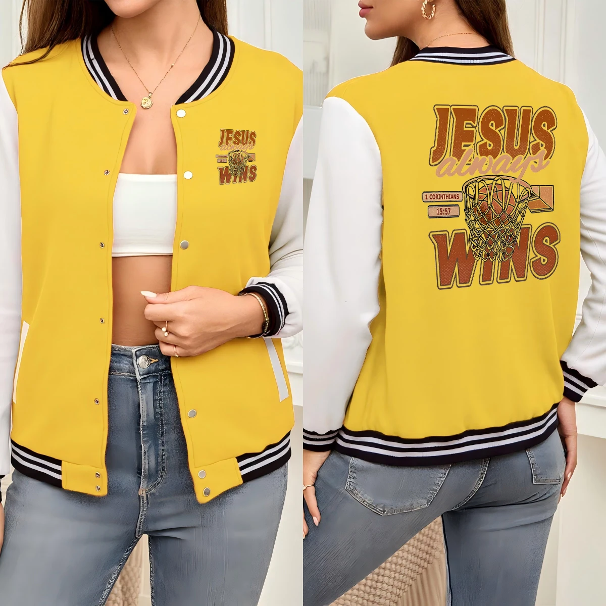 

Женские куртки с спортивным принтом «Иисус Баскетбол всегда» Осенняя повседневная куртка Мягкий бейсбольный трикотаж большого размера Простая уличная одежда Y2K