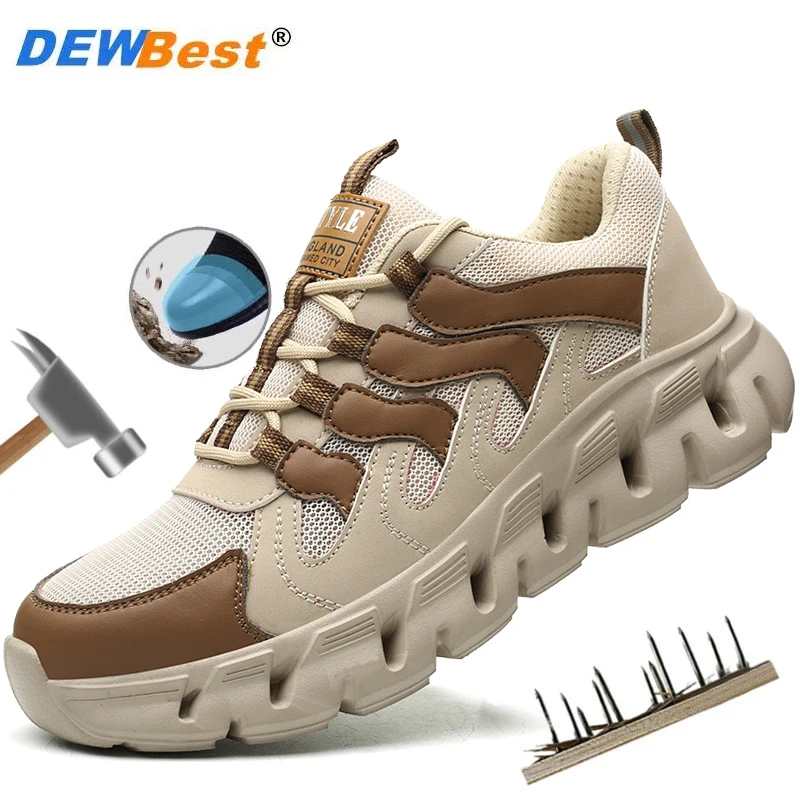 Men's and women's lightweight, wear-resistant, anti smashing, and anti piercing work shoes, new breathable safety shoes