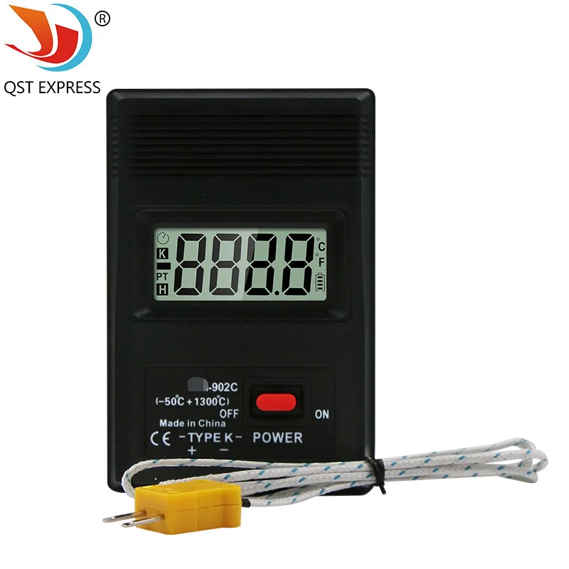 TM-902C Termómetro detector de temperatura LCD digital tipo K negro Medidor termodetector industrial + sonda termopar