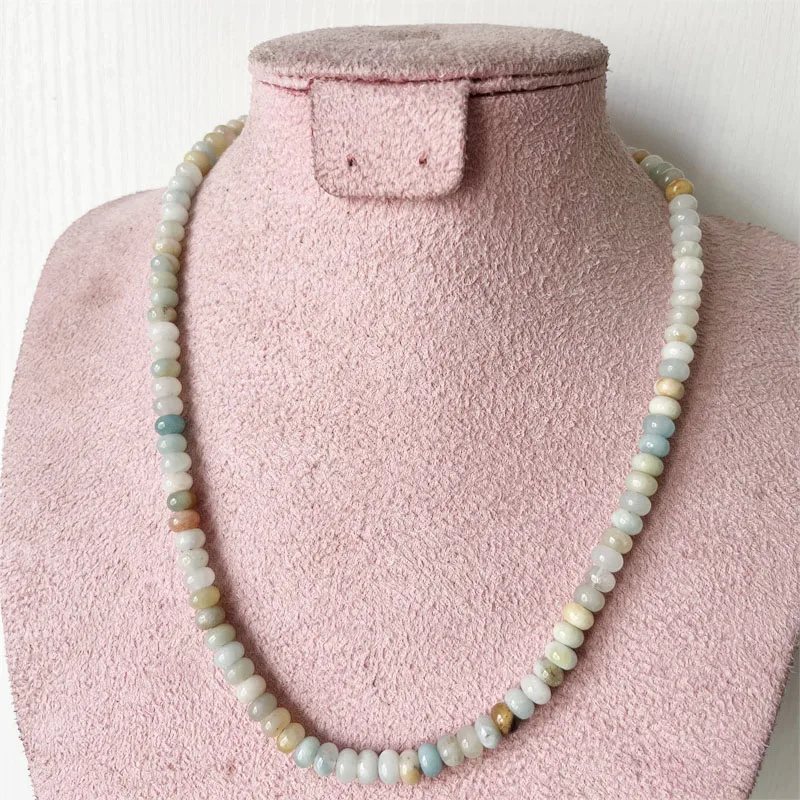 

Oval 4*6MM Natural Amazonite Stone Necklaces Bohemian Women Handmade Beaded Jewelry String Suitable for Daily Wear and Gifting