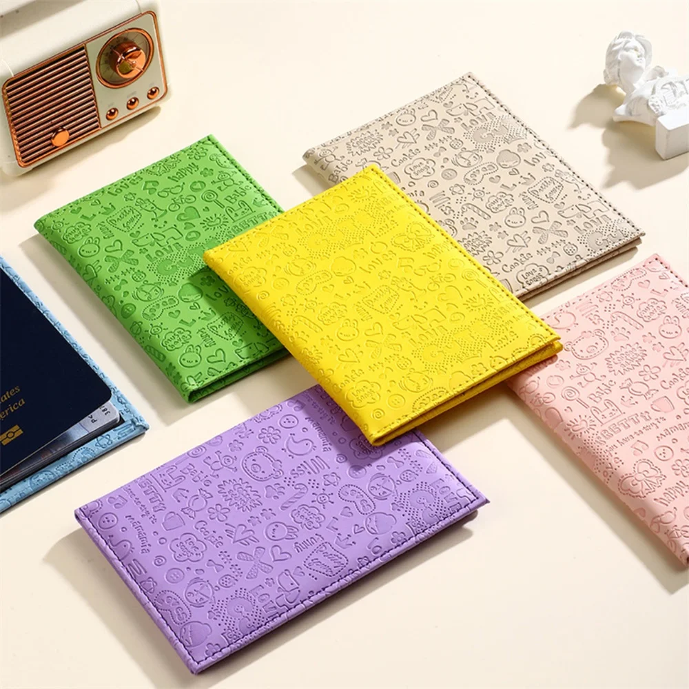 

Flower 3D Emboss PU Leather Passport Cover Portable Travel Flight Ticket Documents Storage Bag Passport Protection Cover Wallet