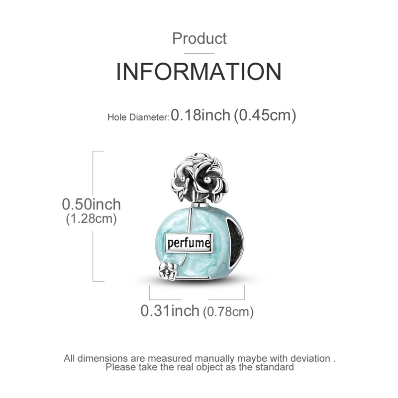 سحر الخرزة 925 الفضة الاسترليني الأزرق الصقيل زجاجة عطر الخرز صالح الإسورة سوار قلادة DIY مجوهرات هدية #6