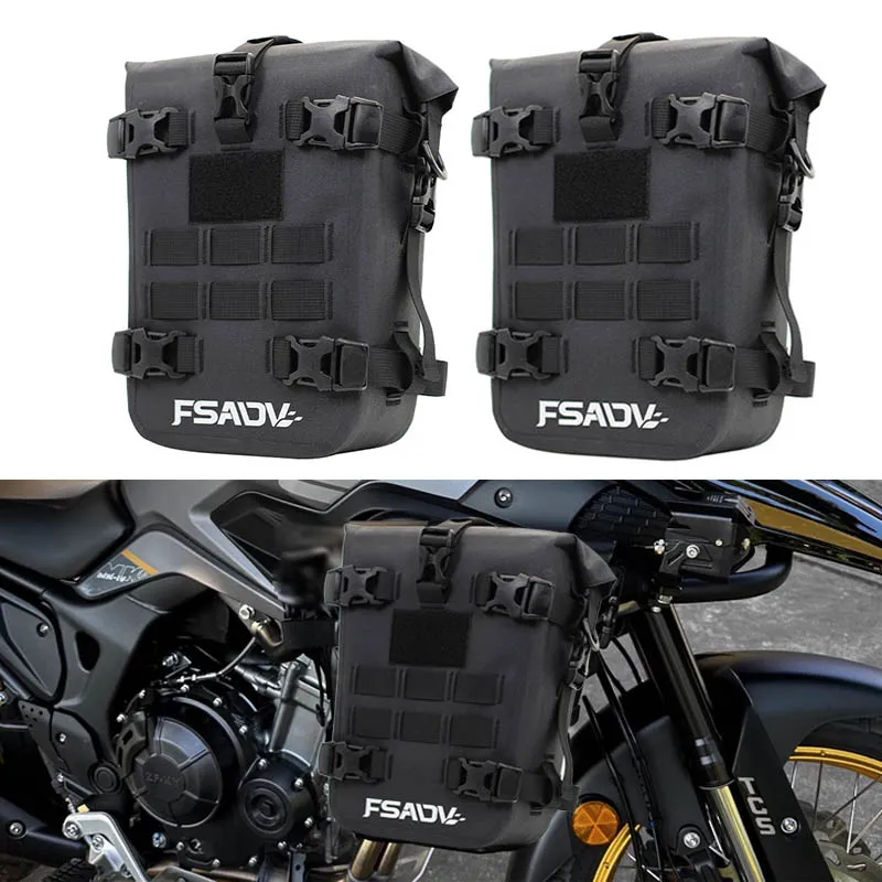 FSADV Motorcycle Bumper Bag Waterproof With Inner Support Board Frame Crash Bar Pack Outdoor Riding Tool Placement Bag