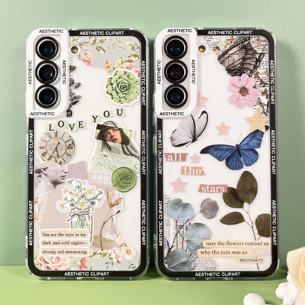 Aesthetic Clipart Phone Case For Samsung Galaxy S20 S21 S22 S23 S24 Plus FE Ultra Soft Cover