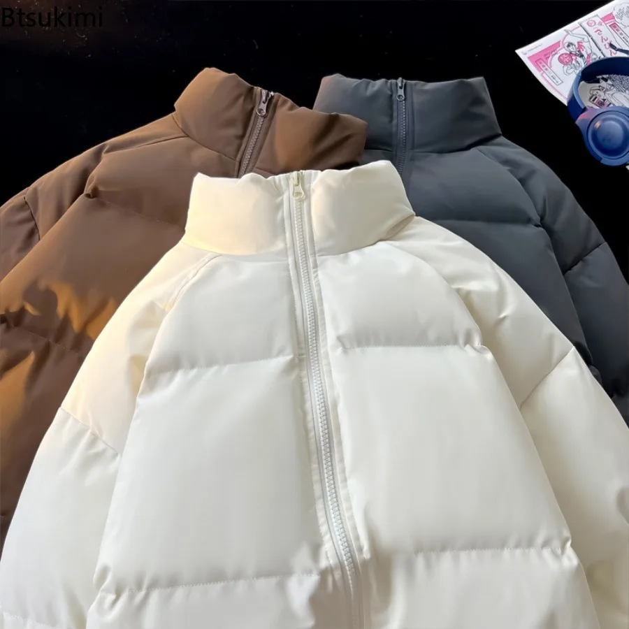 New Autumn Winter Men's Thickened Parkas Korean Style Stand Collar Versatile Couple Jackets Fashion Warm Men Cotton-padded Coats