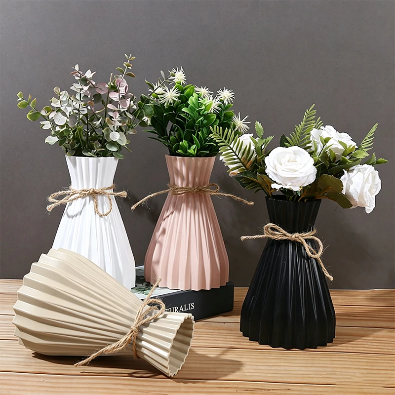 Creative Origami Vase European Pleated Vase Plastic Waist Folding Flower Vase Folding Paper Style Dry Flower Bottle Modern