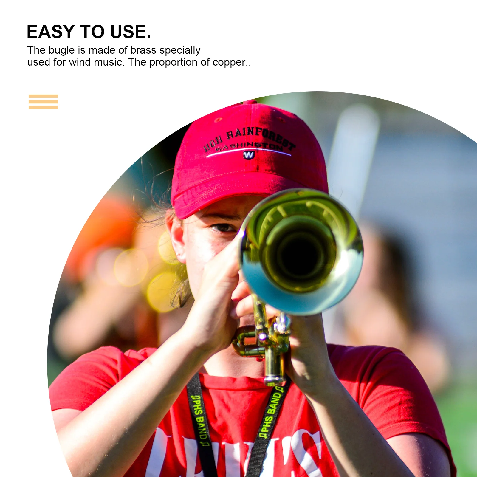 

1pc Military Trumpet Golden Brass Instrument For Kids Students Learning Practice Tool Stage Performance Decoration Gift