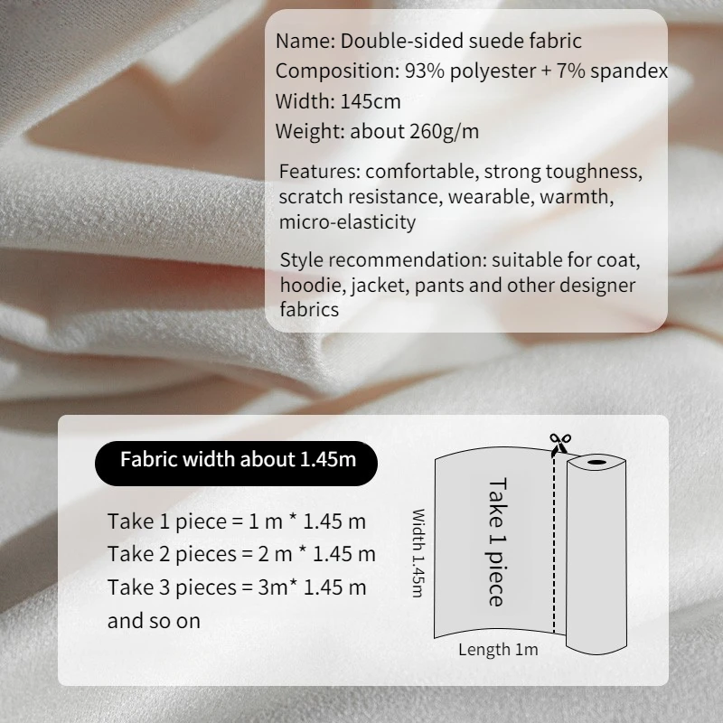 Double-sided Suede Fabric By The Meter for Coat Hoodie Jackets Pants Diy Sewing 4 Sides Elastic Cloth Soft Warm Wearable Plain