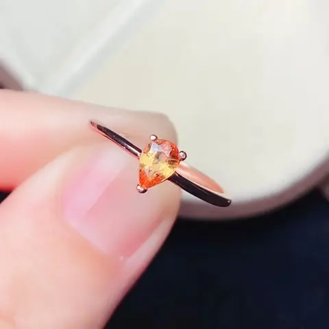 4mm*6mm 0.3ct Natural Citrine Ring for Daily Wear Real 925 Silver Gemstone Ring November Birthstone