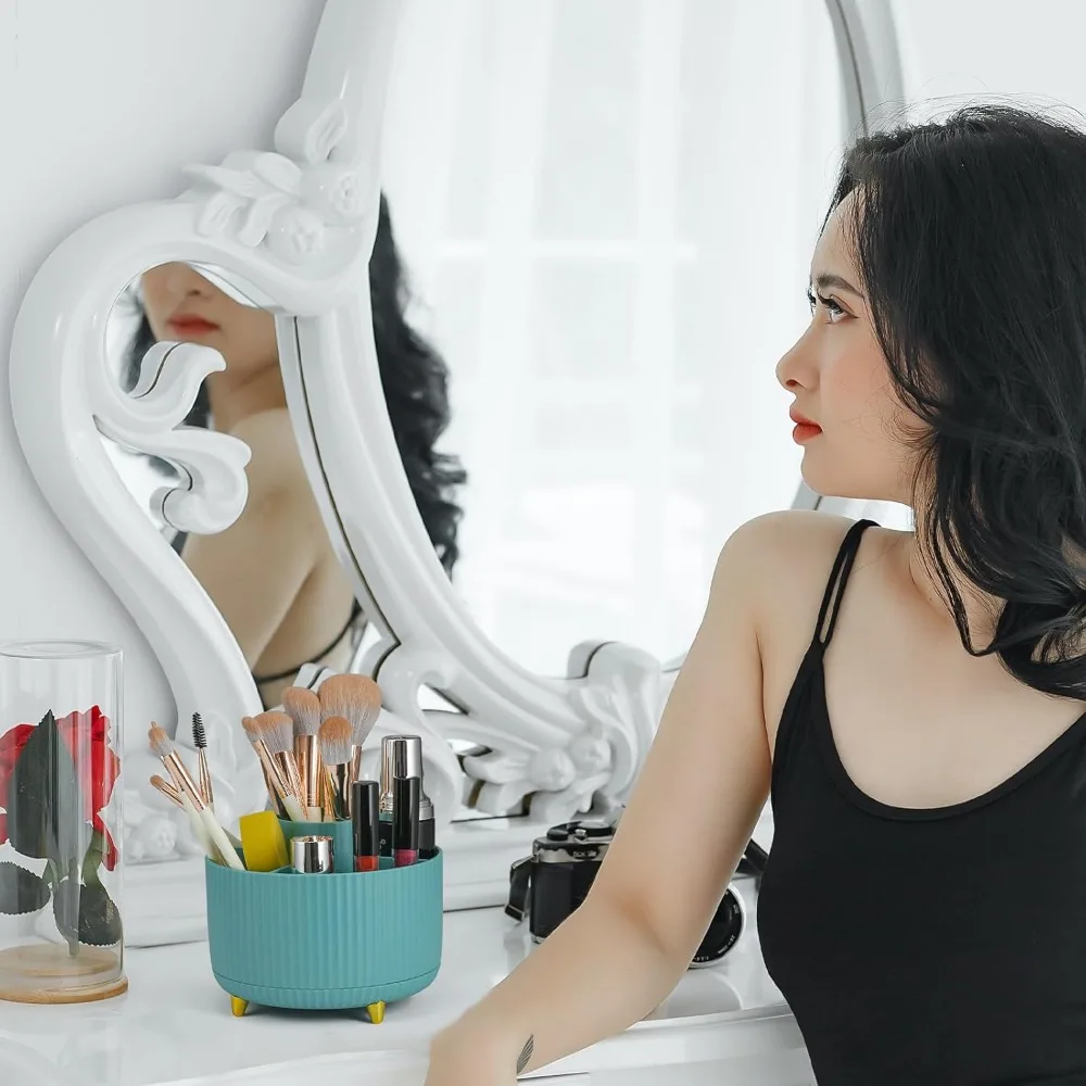 منظم أقلام، حامل أقلام رصاص دوار للمكتب، منظم مكتب دوار، كوب أقلام رصاص لطيف مكون من 5 فتحات للعودة إلى المدرسة والمكتب،