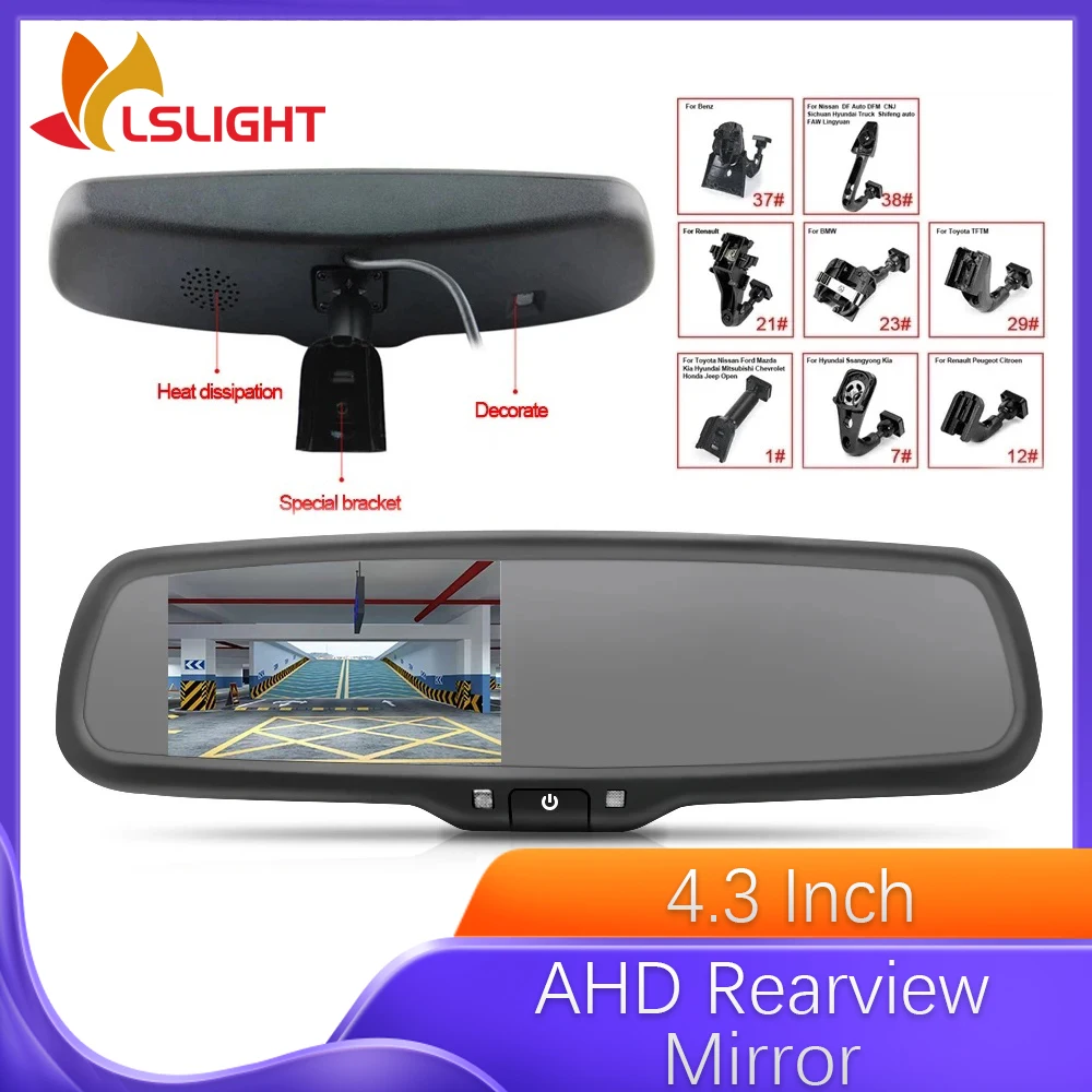 

4,3-дюймовое зеркало заднего вида AHD TFT ЖК-дисплей со специальным автомобильным креплением HD зеркало заднего вида заднего вида монитор автоаксессуары
