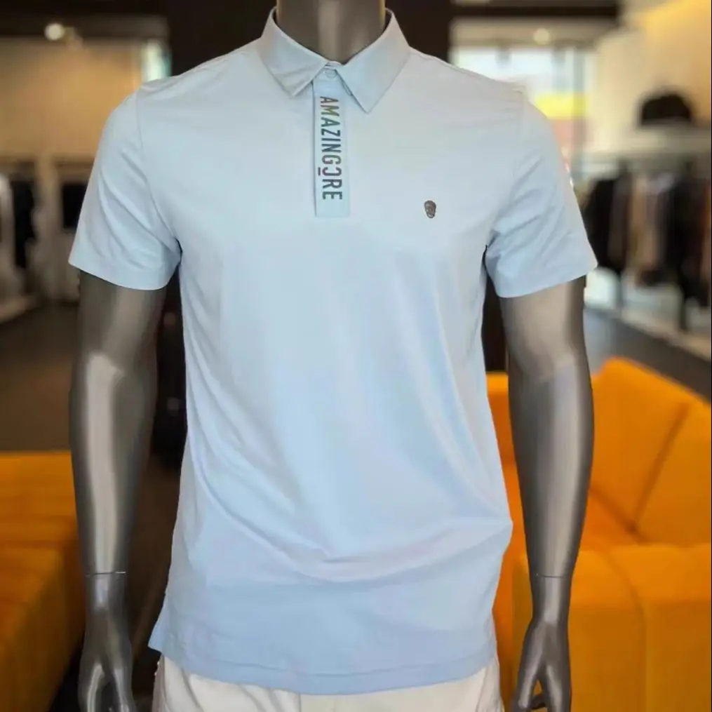 

Golf Men's Summer Lightweight Breathable Cool-Touch Top Solid Color Collared Slim-Fit Short-Sleeve T-Shirt