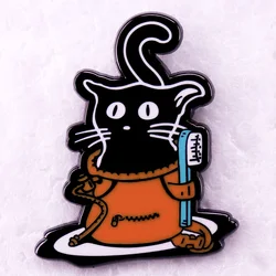 Black Cat in A Chalk Bag Enamel Pin Brooch Badge Jewelry Rock Climbing Lover Gifts