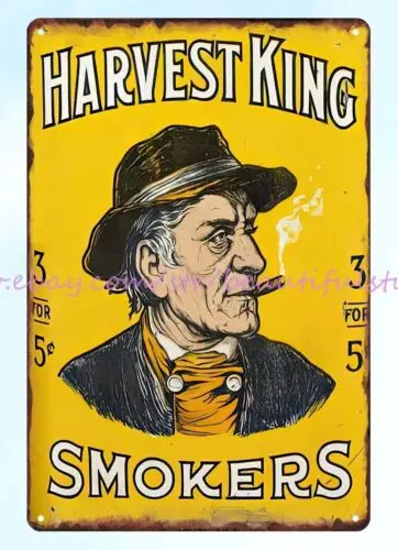 harvest king smoker cigar metal tin sign garage wall posters