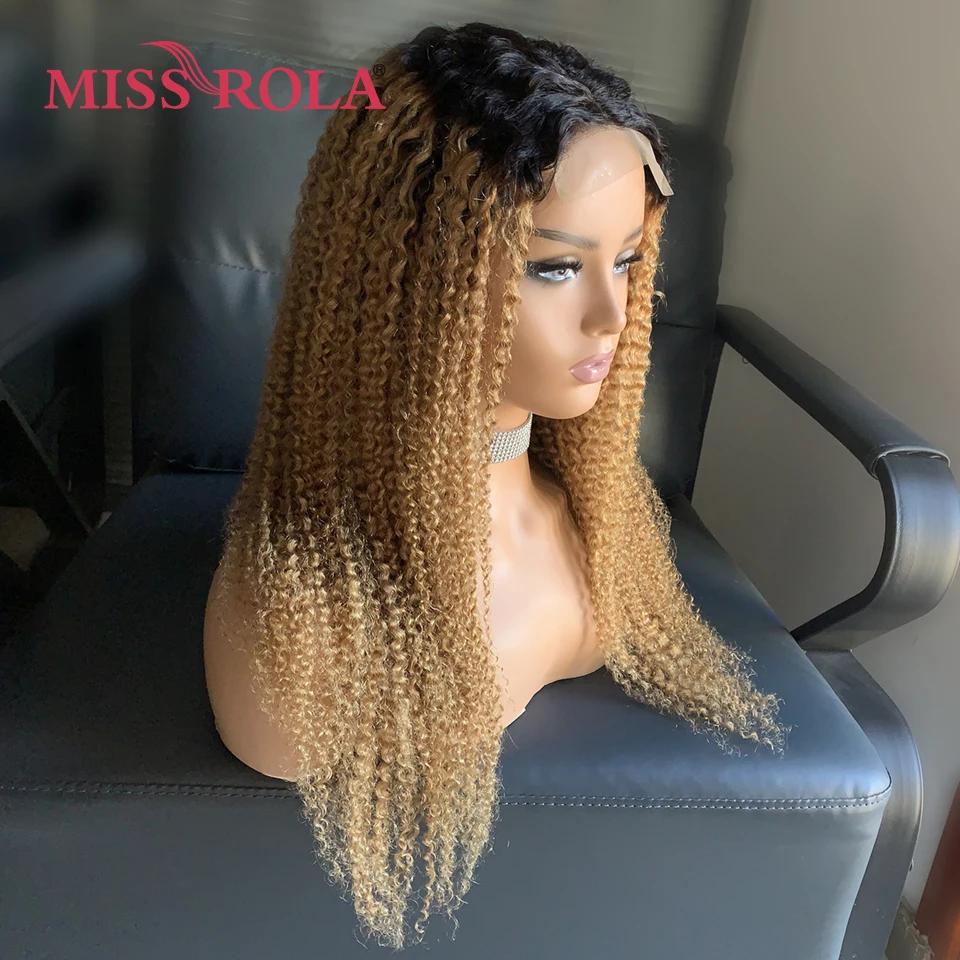 Miss Rola Brazilian Human Hair Curly Wigs 180% Density 4x4 Lace Closure Wig Kinky Curly Hair Wig Remy Pre Plucked With Baby Hair