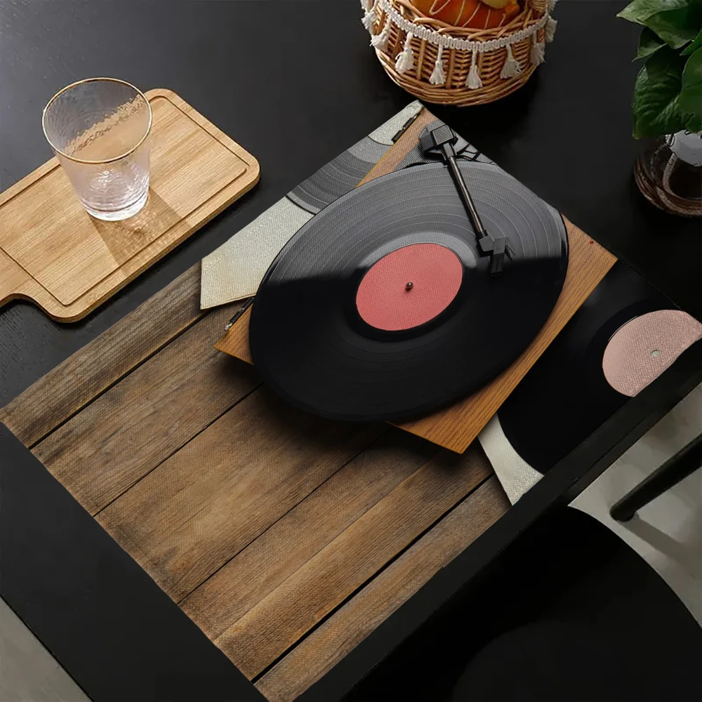 With Music Pattern Linen Dining Table Mats Alphabet Kitchen Placemat 30X40cm Coasters Pads Bowl Cup Mat