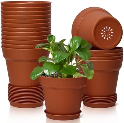 

Набор из 18 пластиковых цветочных горшков длиной 5 футов с блюдцами, дренажными отверстиями, фиолетовыми для суккулентов и комнатных растений