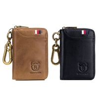 Bullcaptain Leather Men&Women Key Wallet Unisex Rfid Blocking Business Key Case Fashion Card Holder Coin Purse Key Case