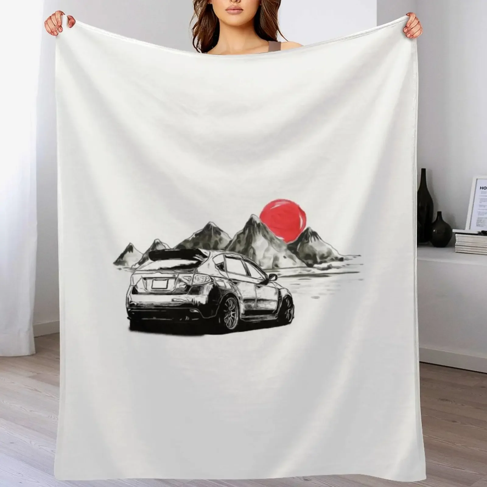 

Black And White Impreza STI Hatchback Throw Blanket blankets ands Decorative Sofas Thin Flannel Fabric Blankets