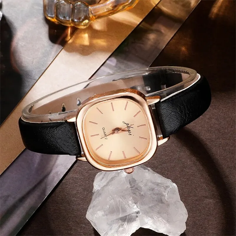 5pcs Luxury Watch Women Ring Necklace Earrings Bracelet Set Watches Leather Strap Ladies Quartz WristWatch Gift Montre Femme