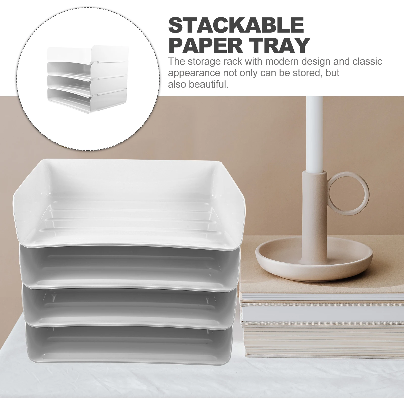 

4-слойный лоток для файлов формата А4, белый органайзер для офисного стола, штабелируемые лотки для бумаги, держатель для документов, стеллаж для хранения для домашнего офиса