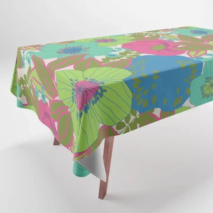 Beautiful Minimalist Abstract Flower Petal Garden Pattern Tablecloth Home Decoration Rectangular Party