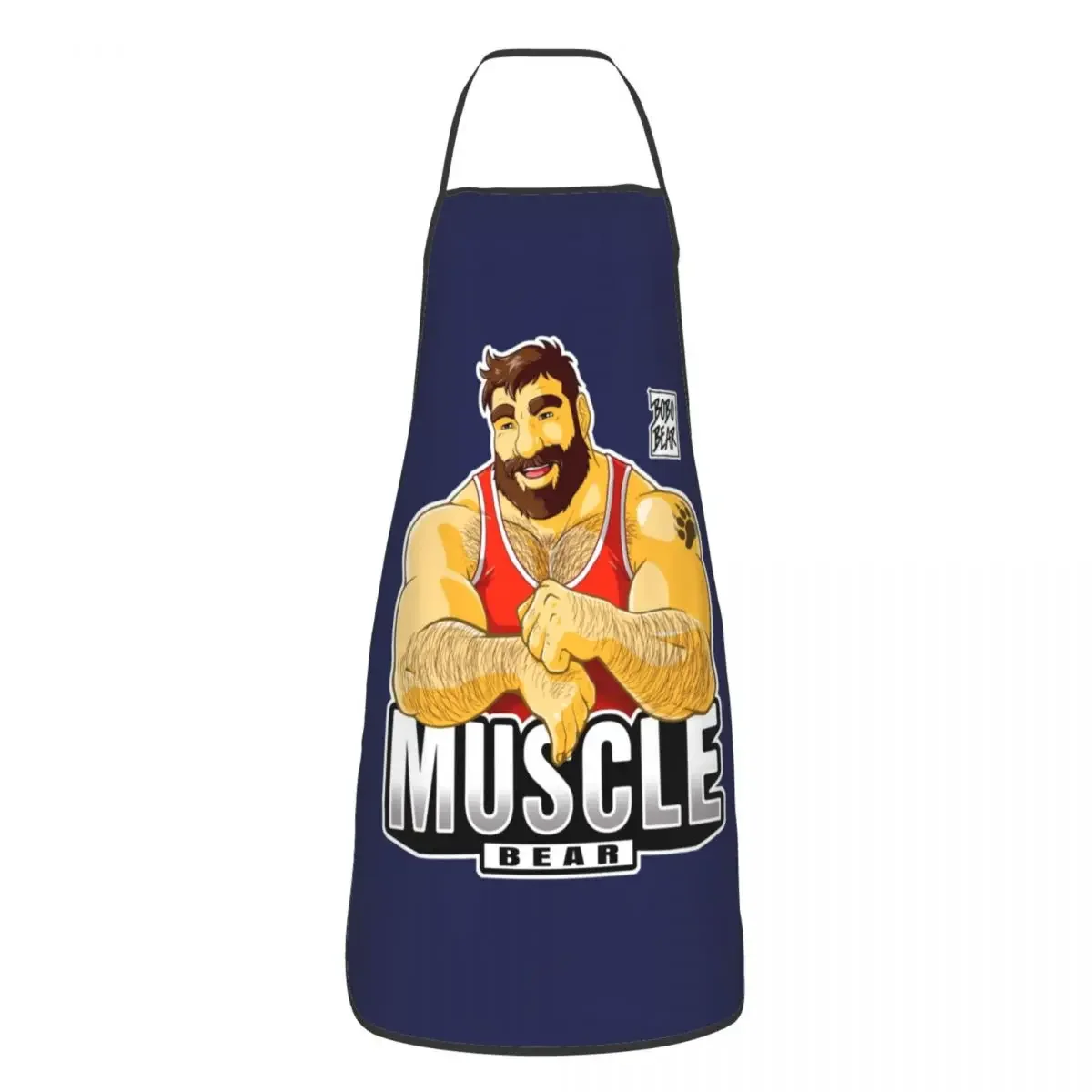 Funny Muscle Bear Gay Pride Bib Aprons Women Men Unisex Kitchen Chef Bobo Bear Art Tablier Cuisine for Cooking Baking Painting