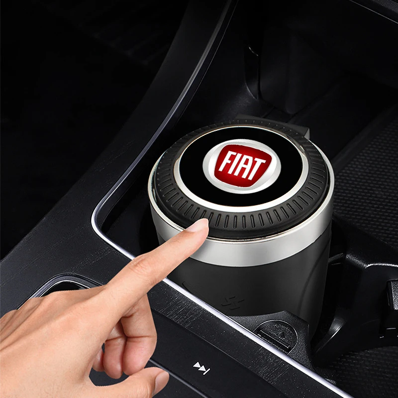 LED Portable Cigarette Container Storage Box Water Cup Holder Car Ashtray for Fiat abarth Aegea 500c Panda Uno Palio Tipo Doblo