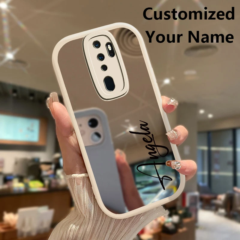 Customized Name Letters Case For OPPO A12E A12S A12 AX5 A5S A5 A3S A3 Pro A7 A8 A9 2020 A9 A9X A11X A11K Makeup Mirror Cover