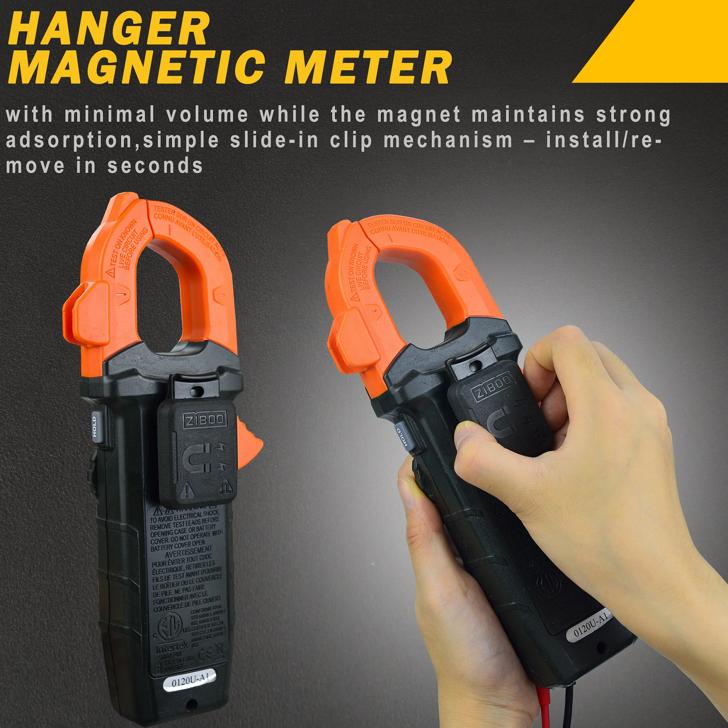 ZIBOO 69445 Magnetischer Aufhänger ohne Riemen für Klein Tools, Zangenmessgeräte und Multimeter mit leistungsstarken Seltenerdmagneten – Detail 3