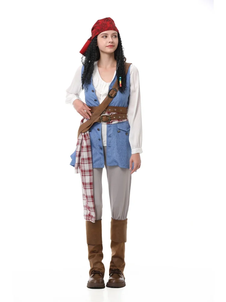 Unisex Retro Piraten-Cosplay-Outfit Blaue Weste Halloween Karneval Familien-Paar Kostüm Bühnenkostüm 2026 – Detail 18