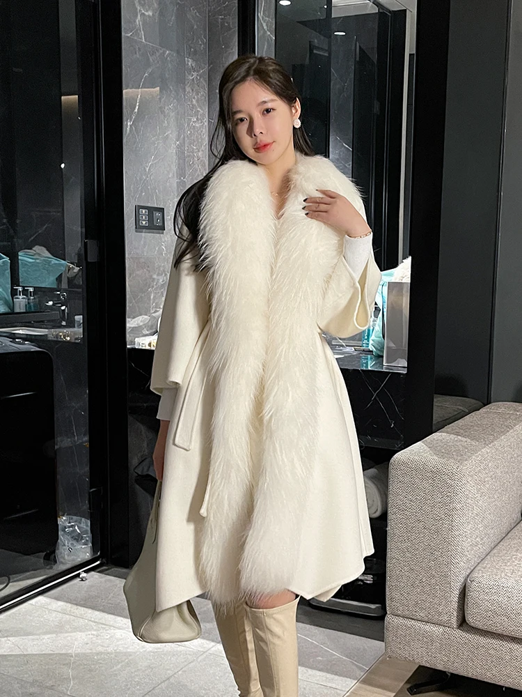 2023 Woolen fur,Famous Brand  new year collections Genuine fox fur patchwork real woolen coats outerwear