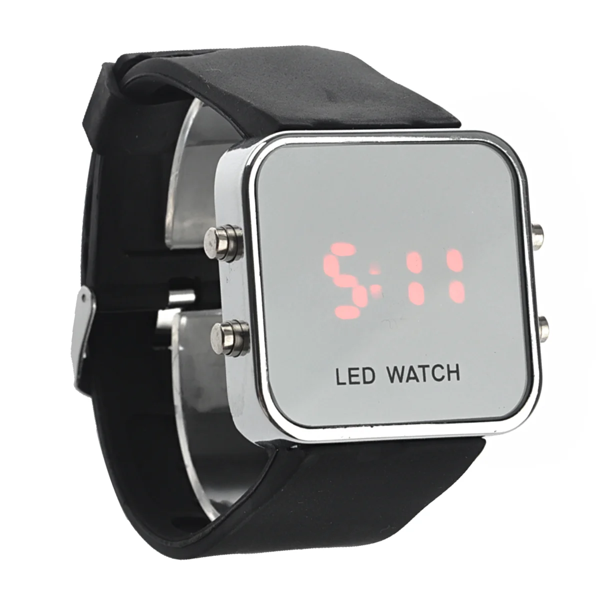 Specchio Nero Specchi Orologio LED Unisex Rosso Digitale Universale Cinturino in Silicone Uomo Donna