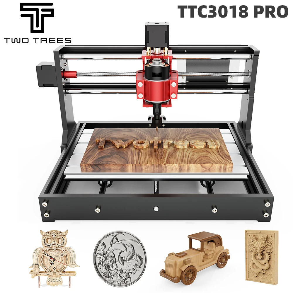 TWOTREES CNC Router TTC3018 Pro Z-axis Metal ER11 3018 Pro CNC Machine Acrylic PCB Carving Cutting DIY Wood CNC Laser Engraver