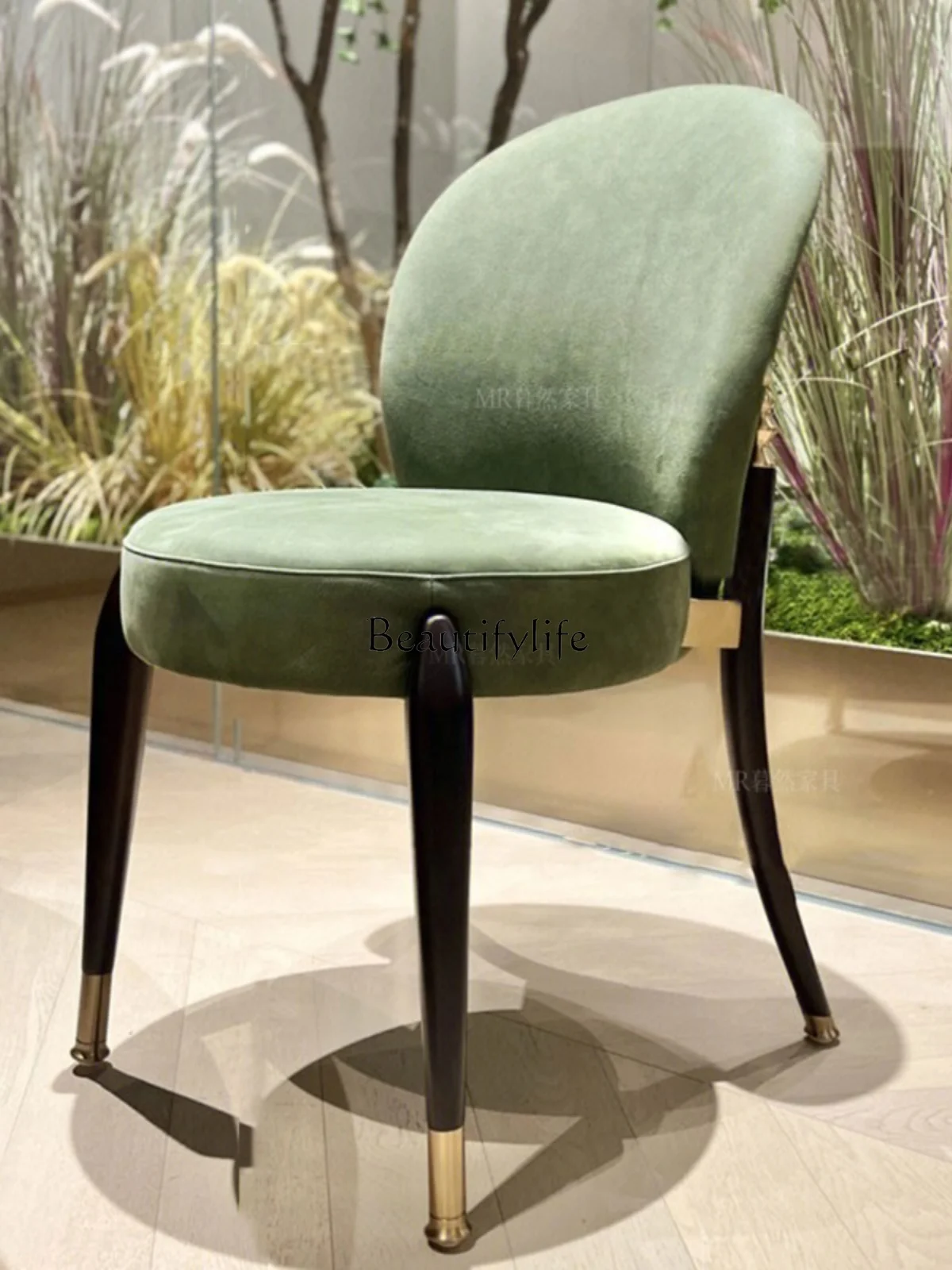 Italian Dining-Table Chair Light Luxury High-Grade Home Villa Club French Retro Green Dining Chair