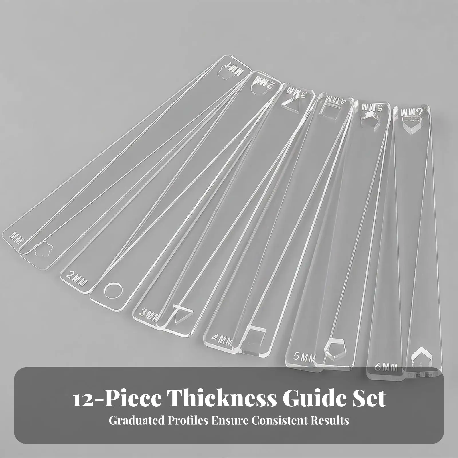 12 Pieces Clay Thickness Guide Sticks | Cutout Shape Markers, Rounded Ends, Thickness Ruler, for Jewelry Making