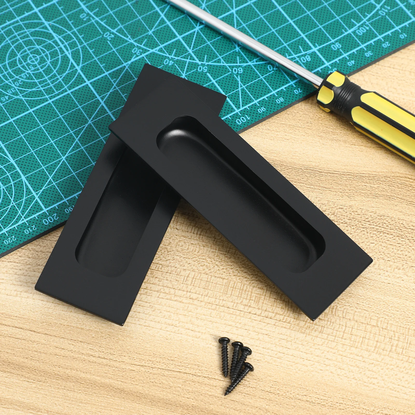 

2Pcs Pocket Door Pull Handle Simple Design Cabinet Door Pulls for Drawers Cupboards Bathroom Cabinets Drawer Pulls Recessed