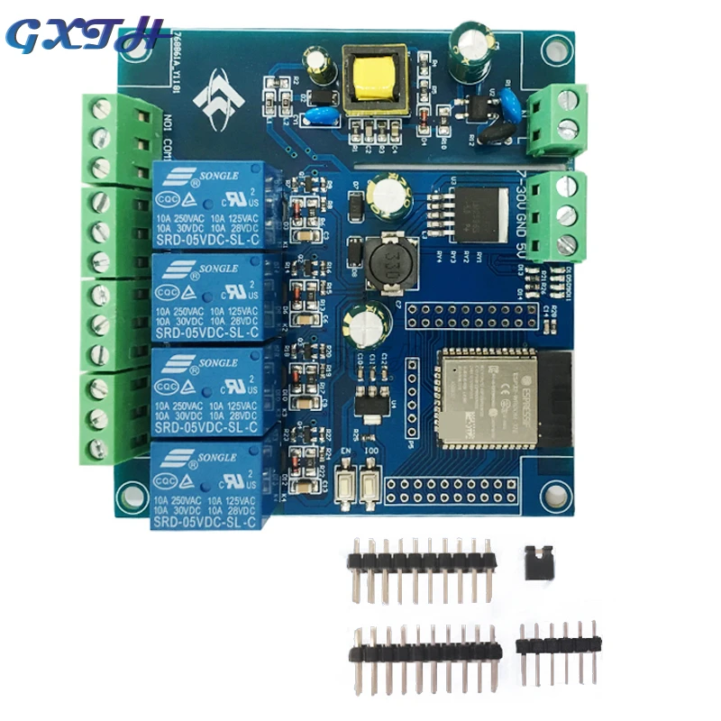 AC220V/DC5-30V ESP32 WIFI Bluetooth BLE Four-channel Relay Module I/O Port ESP32-WROOM Development Board