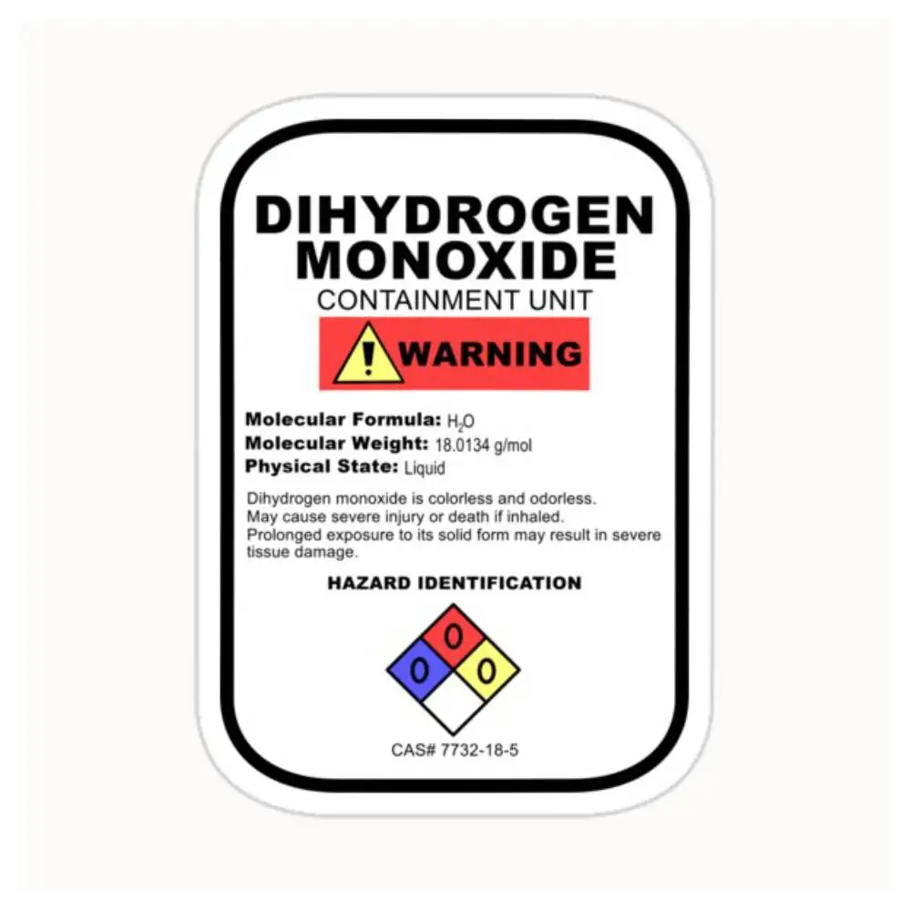 Dihydrogen Monoxide Waterproof Stickers For Decorating Car Windows Motorcycles And Computers.