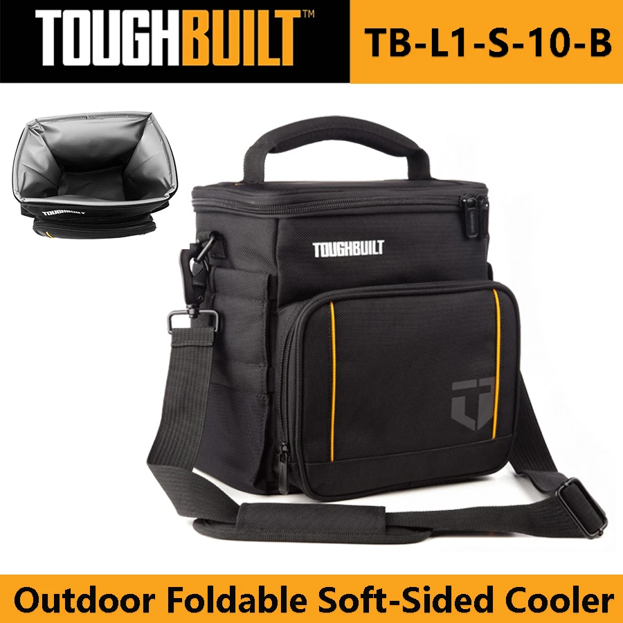 

TOUGHBUILT TB-L1-S-10-B Soft-Sided Cooler Outdoor Foldable Insulated Cooler Fresh Camping Work Lunch Bag