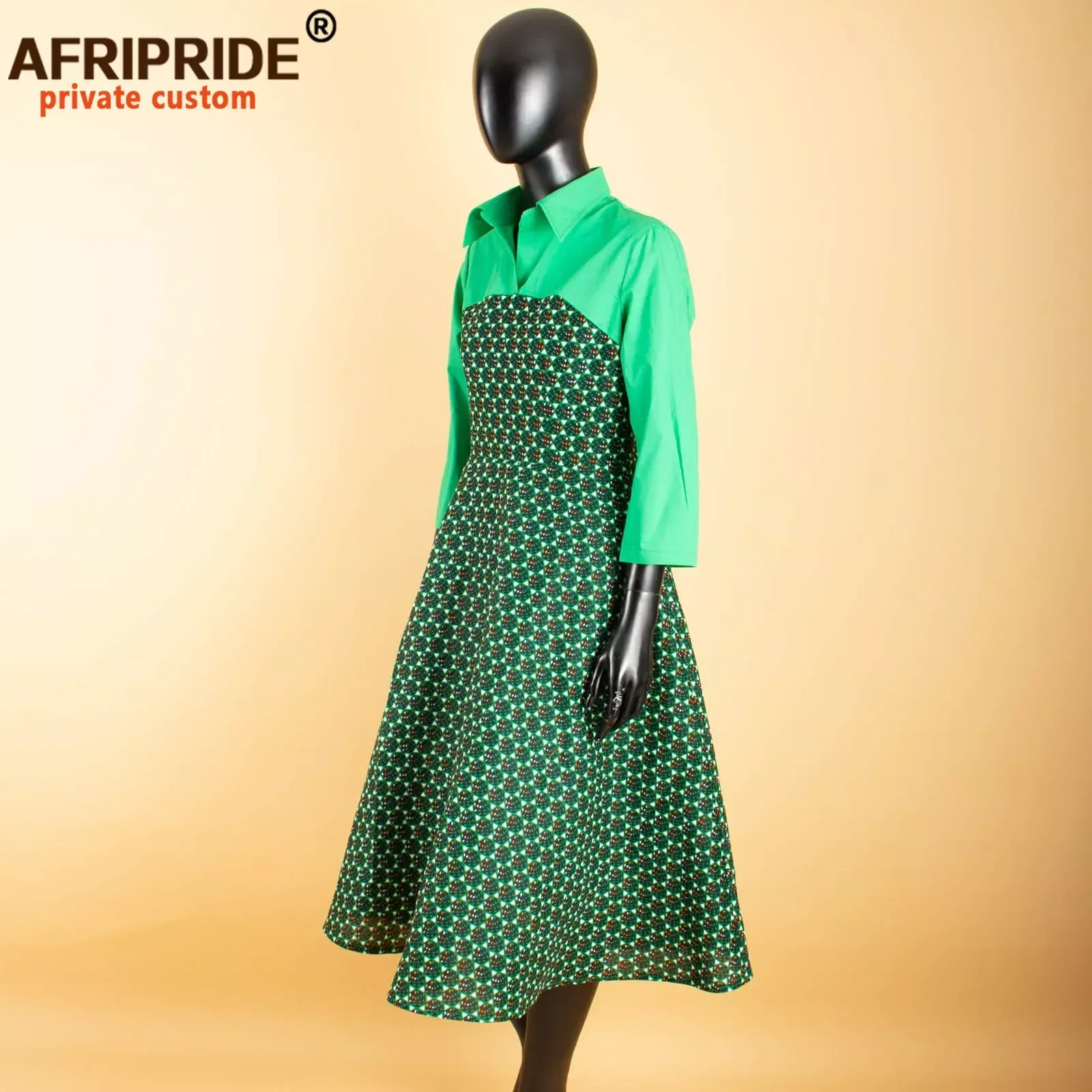 2024 African A Line Dresses for Women Crop Top Print Dress Casual Party Outfit Dashiki Clothing Wax Cotton AFRIPRIDE A1925042