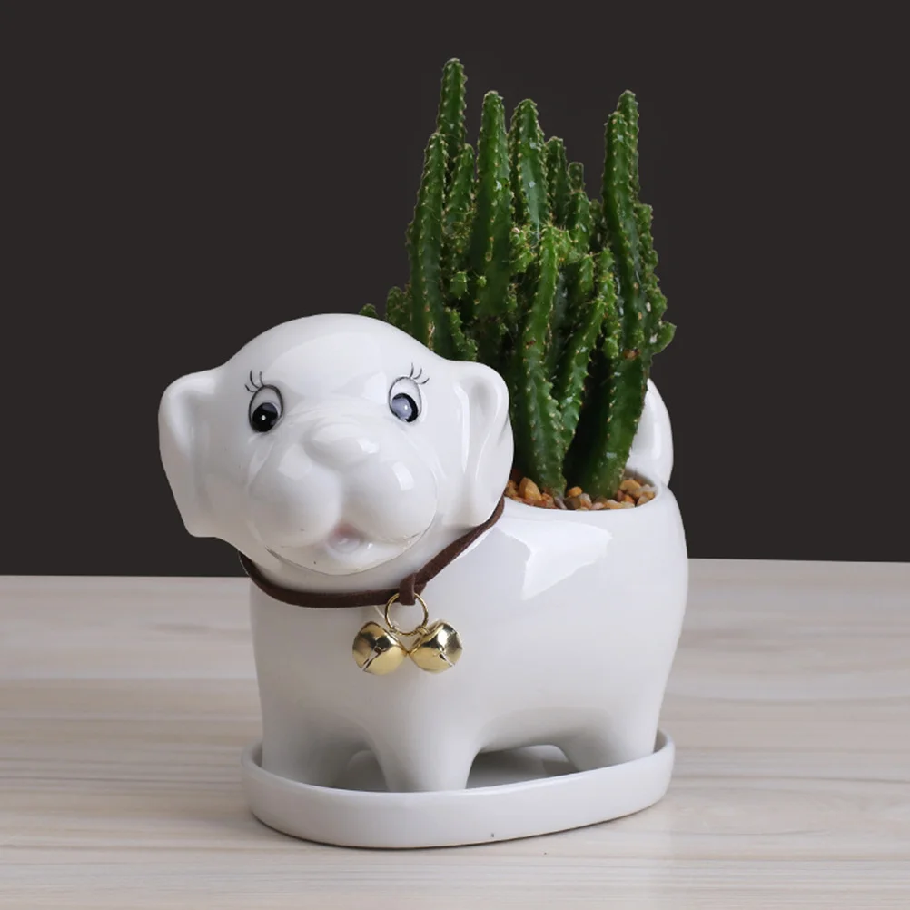 

1Pcs Ceramic Planter in Dog Shape Cute Flower Pot for Indoor Plants Desktop Window Shelf Decor Gift Idea White Desktop Decor