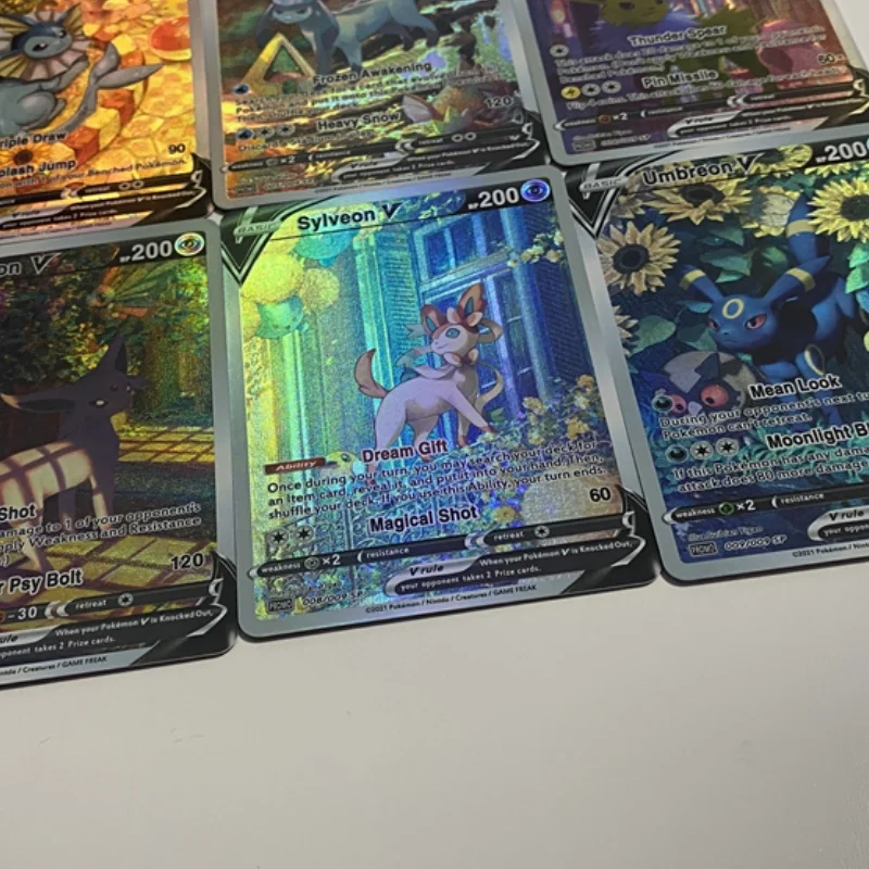 Karty Pokemon Ptcg Sylveon Eevee Umbreon refrakcja własnoręcznie wykonane postacie z gier anime kolekcja kart kolekcjonerskich Diy zabawki