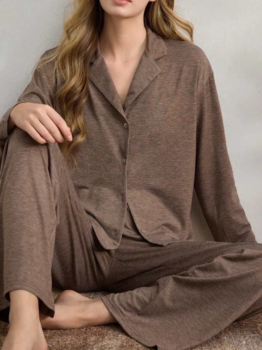 

Loose Women's Sleepwear Long Sleeve Pants Set Comfortable Home Clothes Two-Piece Set Pyjama Pants for Women Cotton Pajamas