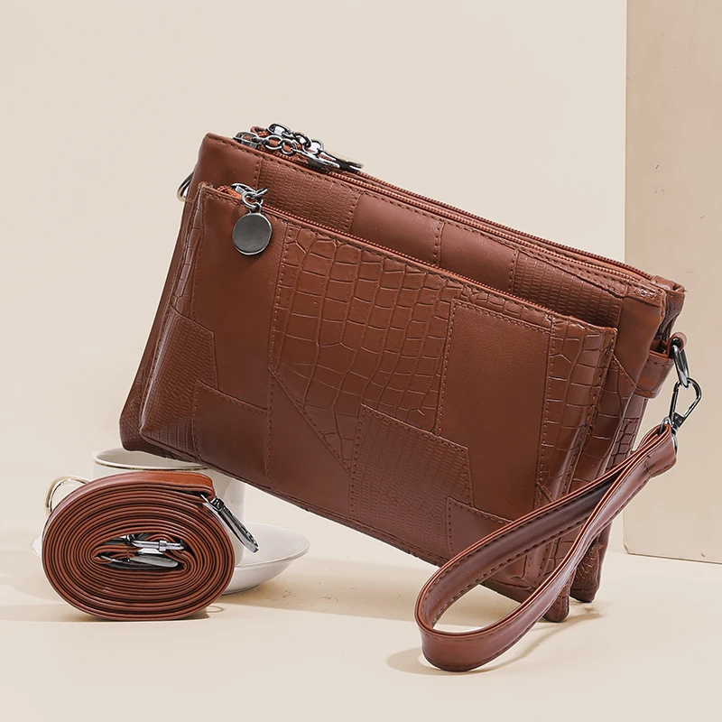 

Шикарная женская сумка через плечо из искусственной кожи, 3-сторонняя сумка через плечо для переноски, женская сумка с регулируемым ремешком, большая вместительная рабочая сумка