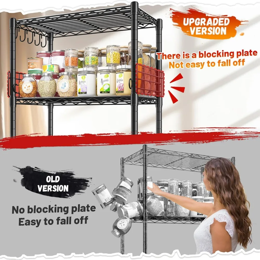 Adjustable 5-Tier Metal Wire Pantry Storage Unit with Side Blockers, 59.1 High