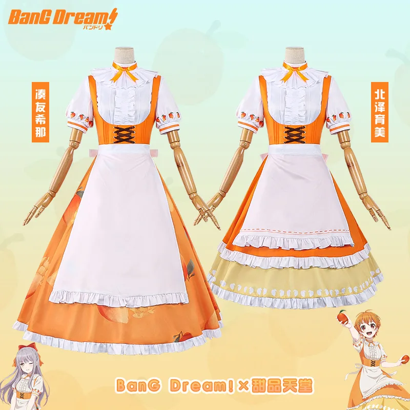 

Аниме BanG Dream! Юкина Минато Косплей Костюм Десертный Рай Лолита Платье Фартук Парик Женский Милый Рождественский Бал в маске Костюм