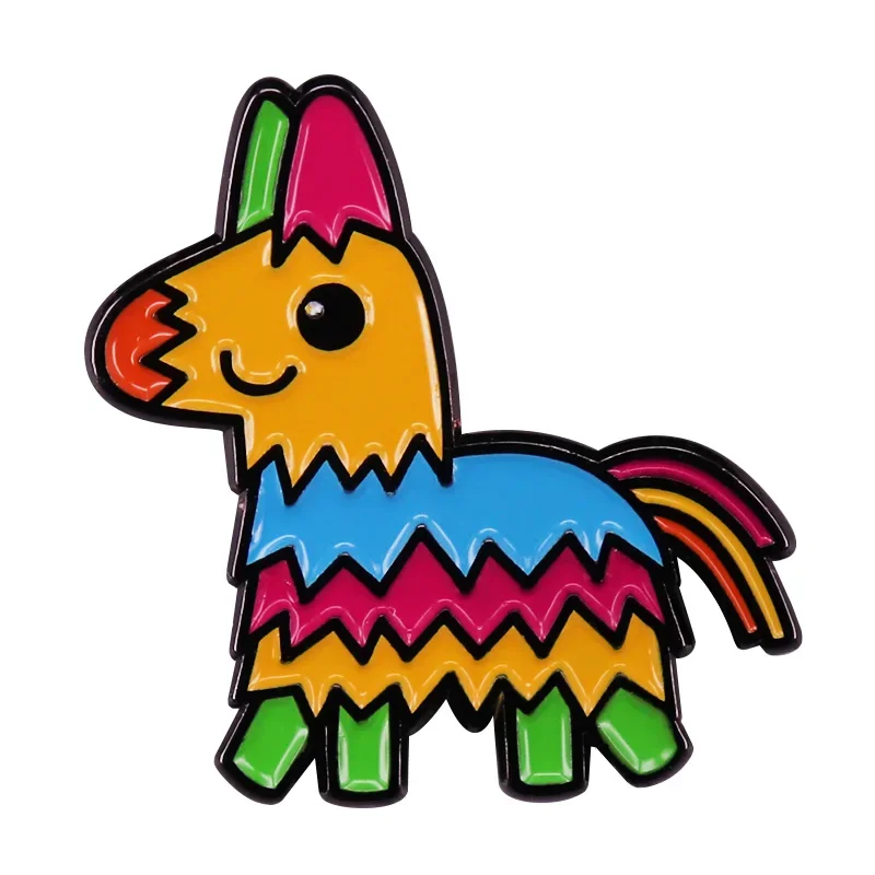 Donkey Esmalte Pin para Crianças, Rainbow Badge, Multicolor Pinata, Game Party, Jóias da moda