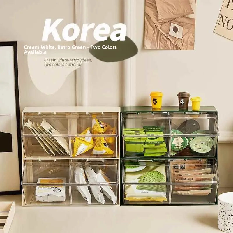 

Acrylic Tea Bag Storage Box with Lid Dustproof Desktop Organizer for Office Coffee Milk Tea Supplies Clear Organizer Ra